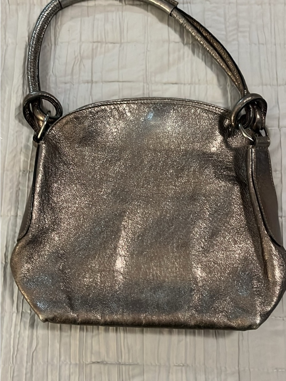Metallic Pewter Hobo Shoulder Bag